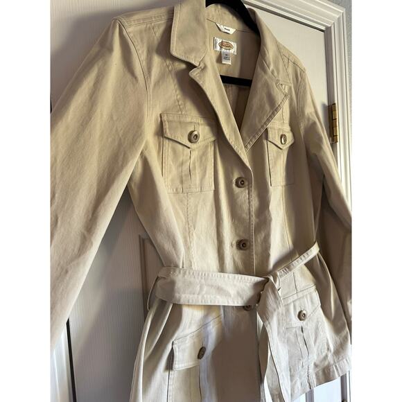 Talbots W’s Utility Military Safari Style Stretch Cotton Trench Jacket Size 10 - Picture 3 of 6